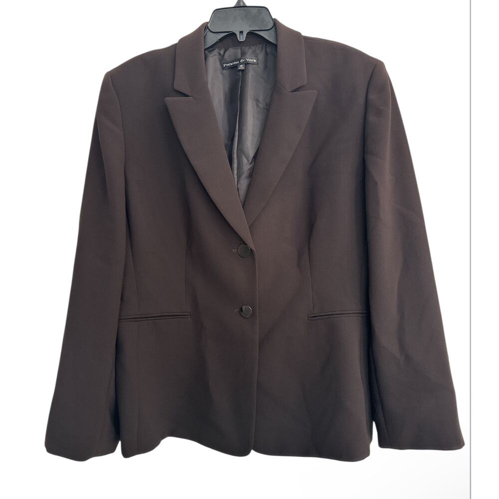 Preston & York Brown Blazer Suit Jacket Coat Women's Plus Size 18 Career Classic